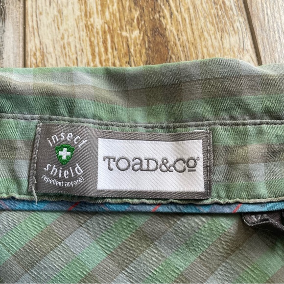 Toad & Co Shirt Mens XL Green Gray Plaid Panorama Organic Cotton Blend UPF 30 - Picture 2 of 10